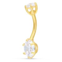 Bananabell en or 18K avec double cristaux Bananabell en or 18K avec deux cristaux clairs sur fond blanc