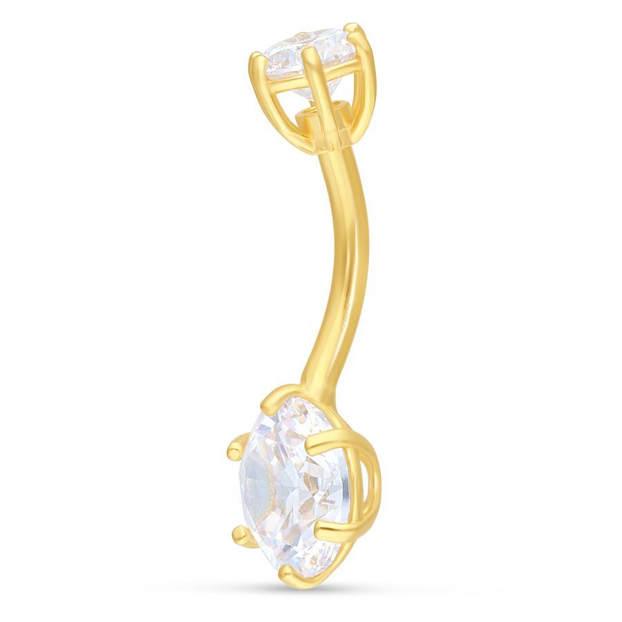 Bananabell en or 18K avec double cristaux Bananabell en or 18K avec deux cristaux clairs sur fond blanc