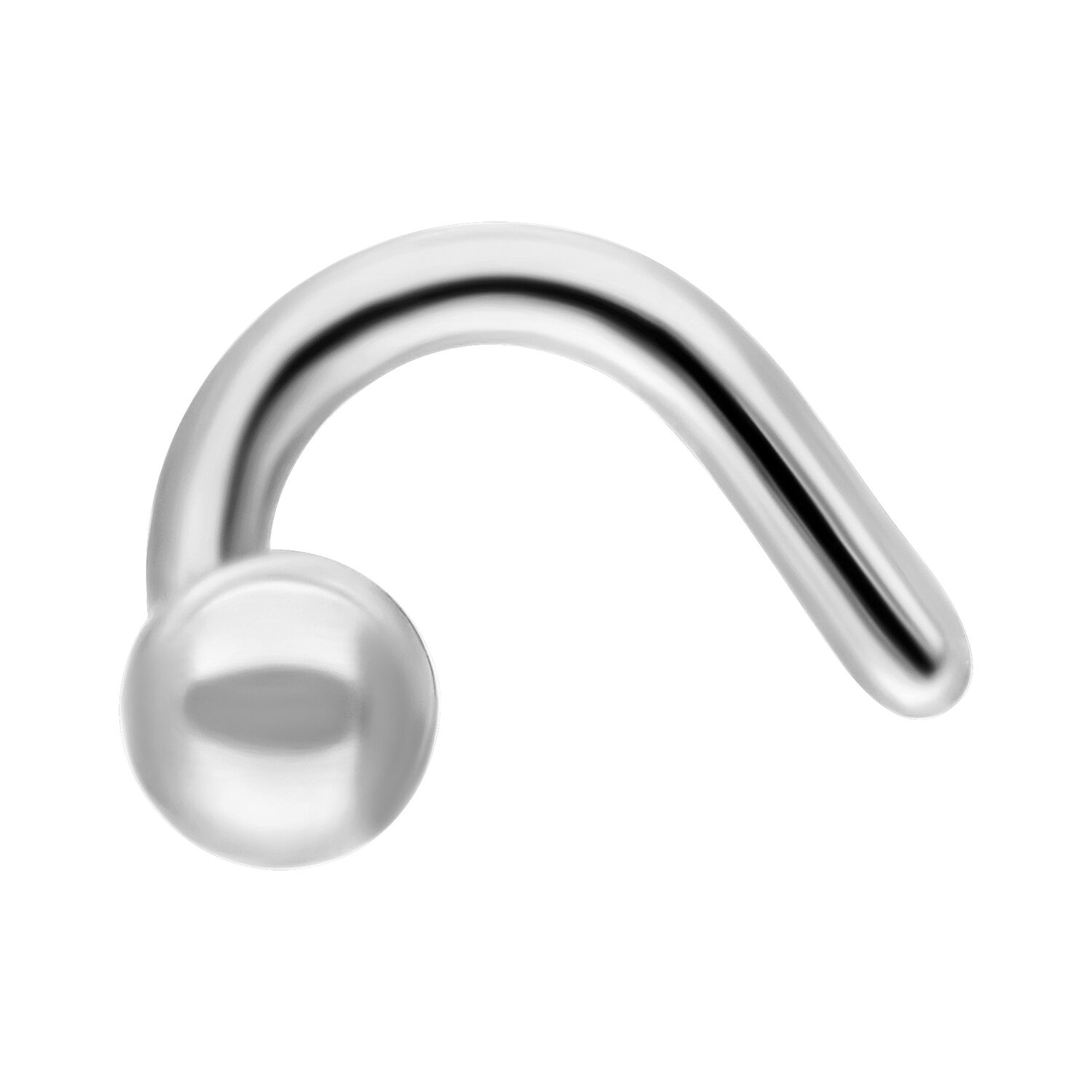 Clou de nez en titane argenté avec boule Clou de nez argenté en titane avec boule ronde sur fond blanc