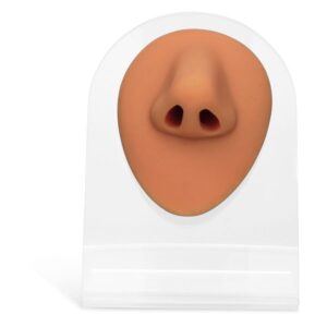 Forme de nez marron en silicone sur fond blanc