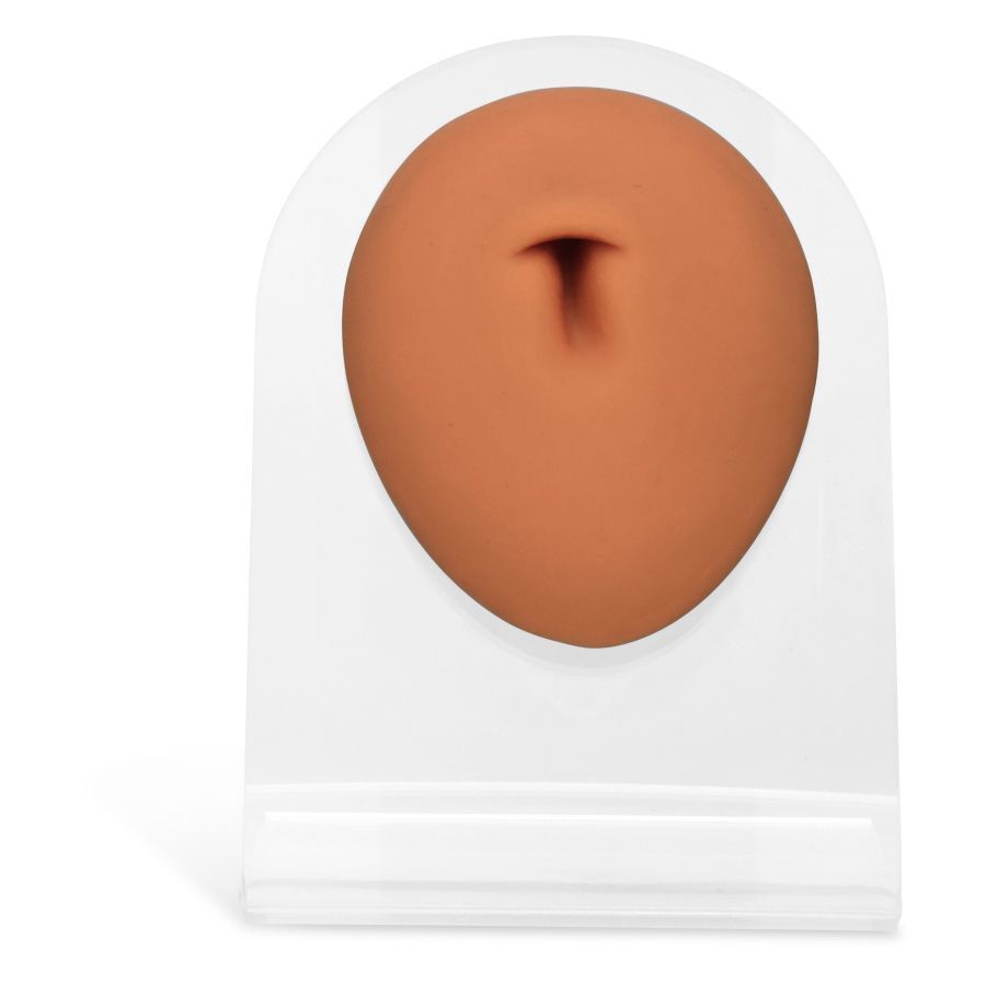 Body Bit Belly Button Marron Silicone Display Body Bit Belly Button marron en silicone sur un présentoir transparent