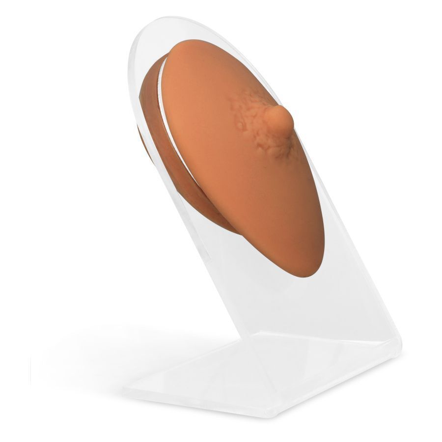 Nipple en silicone marron sur présentoir transparent