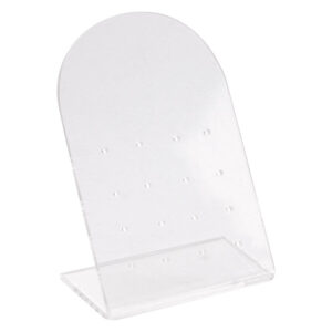 Présentoir en acrylique transparent pour 16 labrets sur fond blanc