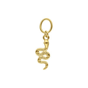 Pendentif serpent en or 18K avec cristaux clairs sur fond blanc