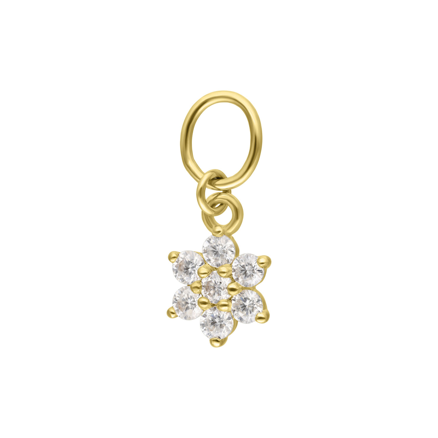 Pendentif Fleur en Or 18K avec Moissanite Pendentif fleur en or 18K avec cristaux de moissanite clairs