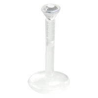 Labret translucide Push-fit avec cristal clair Labret transparent avec cristal clair sur fond blanc