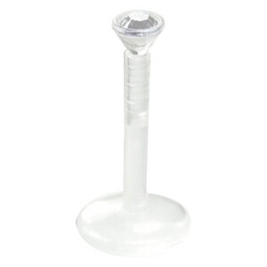 Labret transparent avec cristal clair sur fond blanc