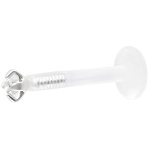 Labret en cristal clair avec Push Fit sur fond blanc