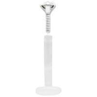Labret en argent avec pierre cristalline et tige en Bioplast sur fond blanc