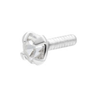 Embout argenté avec cristal clair, filetage externe, sur fond blanc