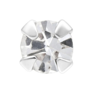 Embout en argent avec pierre claire sur fond blanc