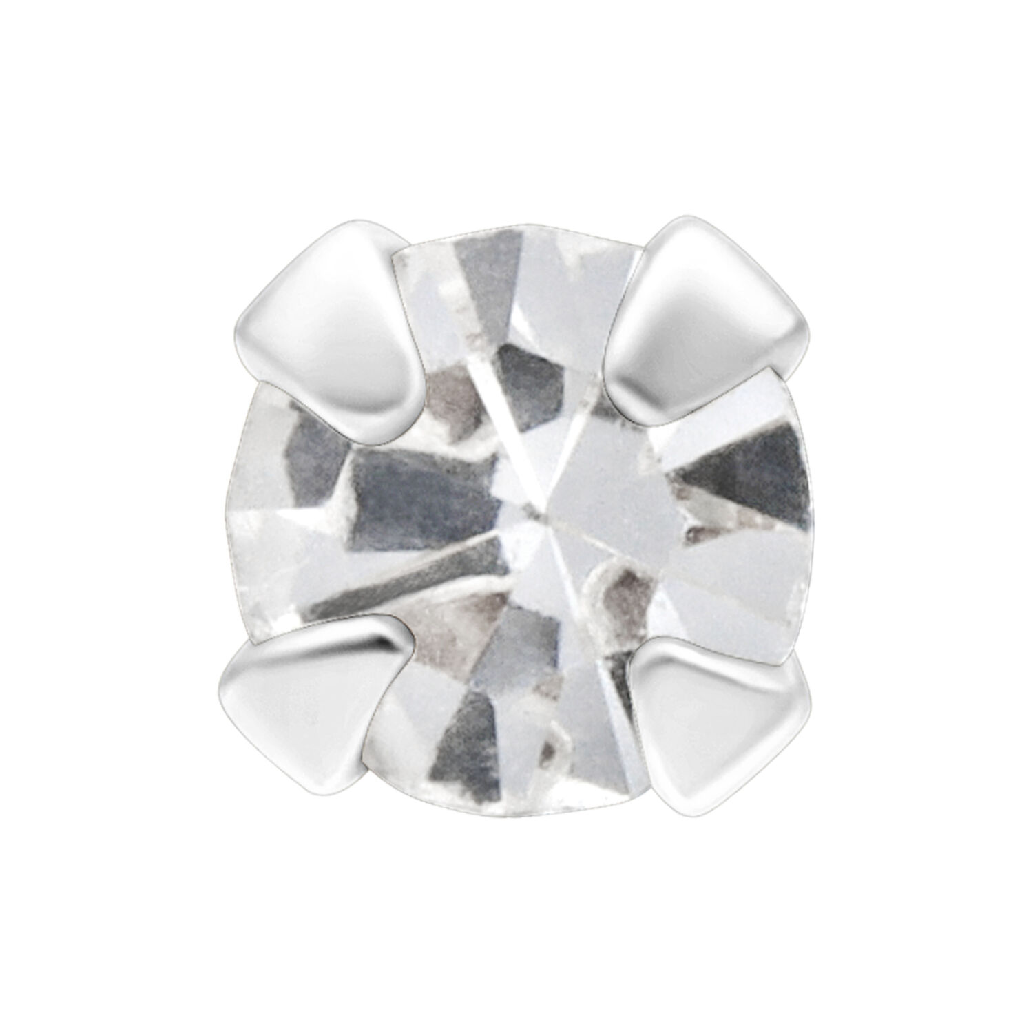 Embout en argent avec pierre claire sur fond blanc