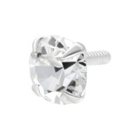 Embout en argent avec cristal pour piercing, 4mm Embout de piercing en argent avec pierre cristalline sur fond blanc