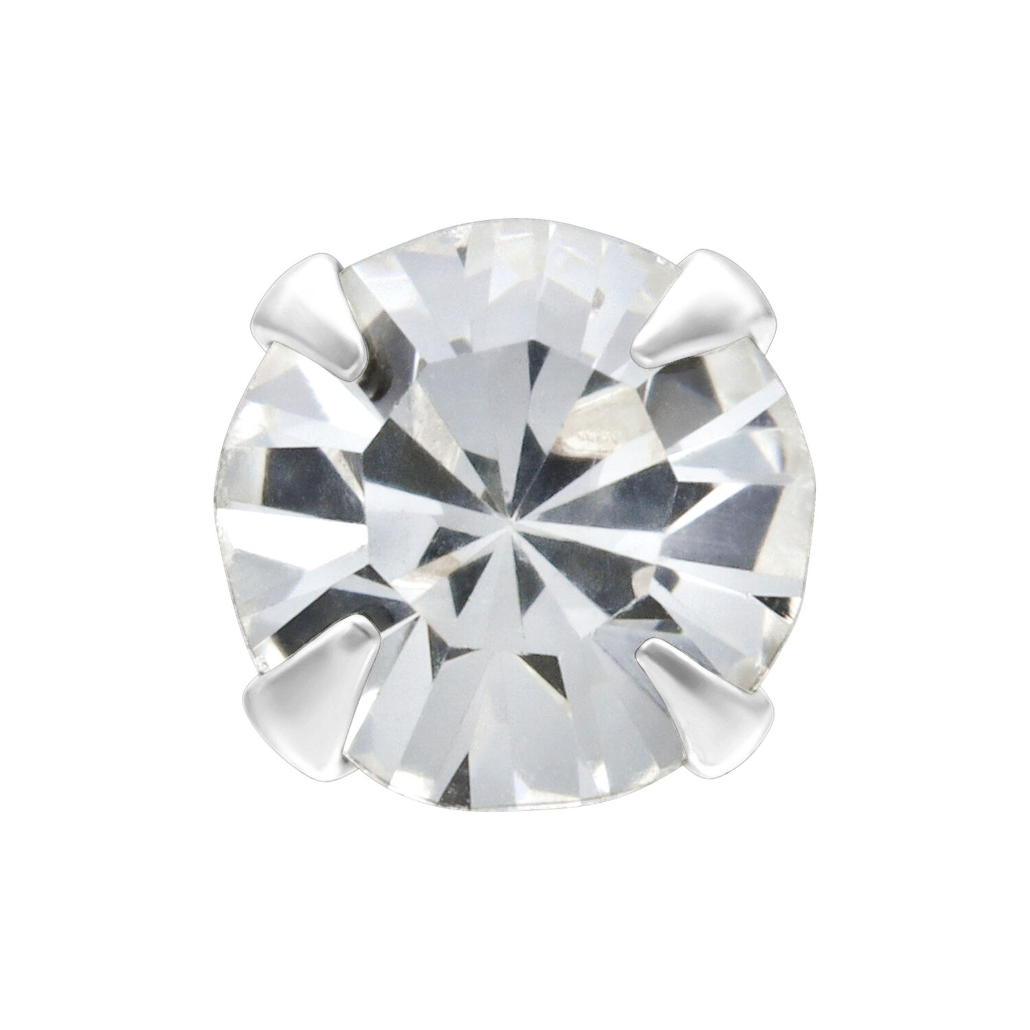 Embout en argent 4mm avec pierre cristalline Embout en argent avec pierre cristalline sur fond blanc
