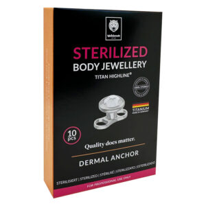 Emballage de l'ancre dermique stérilisée en titane avec cristal en argent sur fond noir