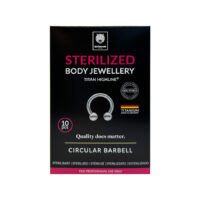 Barbell circulaire stérilisé en titane Barbell circulaire en titane argenté sur fond noir