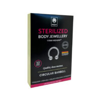Barbell circulaire stérilisé en titane Emballage de barbell circulaire stérilisé en titane sur fond noir