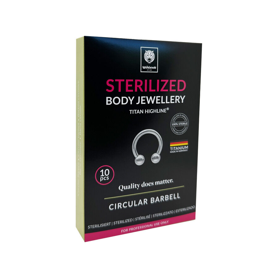 Barbell circulaire stérilisé en titane Emballage de barbell circulaire stérilisé en titane sur fond noir