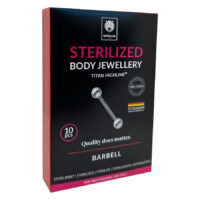 Barbell Piercing en titane stérilisé Emballage noir avec piercing barbell argenté et étiquette titane