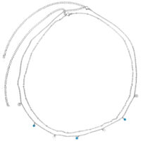 Chaînes de ventre en acier chirurgical argenté Chaînes de ventre doubles en acier chirurgical argenté avec accents bleus et blancs sur fond blanc