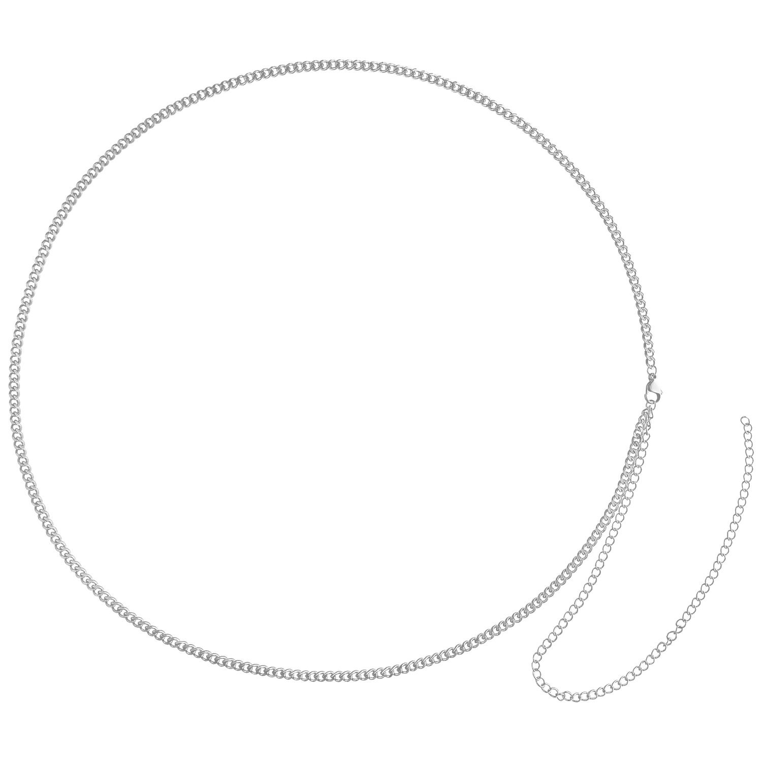 Chaîne de ventre à deux rangs en argent et or Chaîne de ventre à deux rangs en acier chirurgical 316L argent sur fond blanc