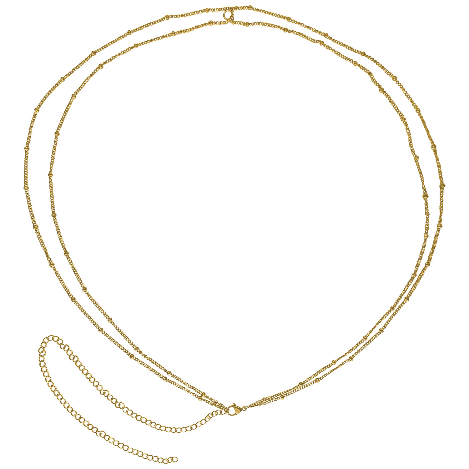 Chaîne de piercing pour nombril en acier chirurgical doré Chaîne de piercing dorée en acier chirurgical 316L sur fond blanc