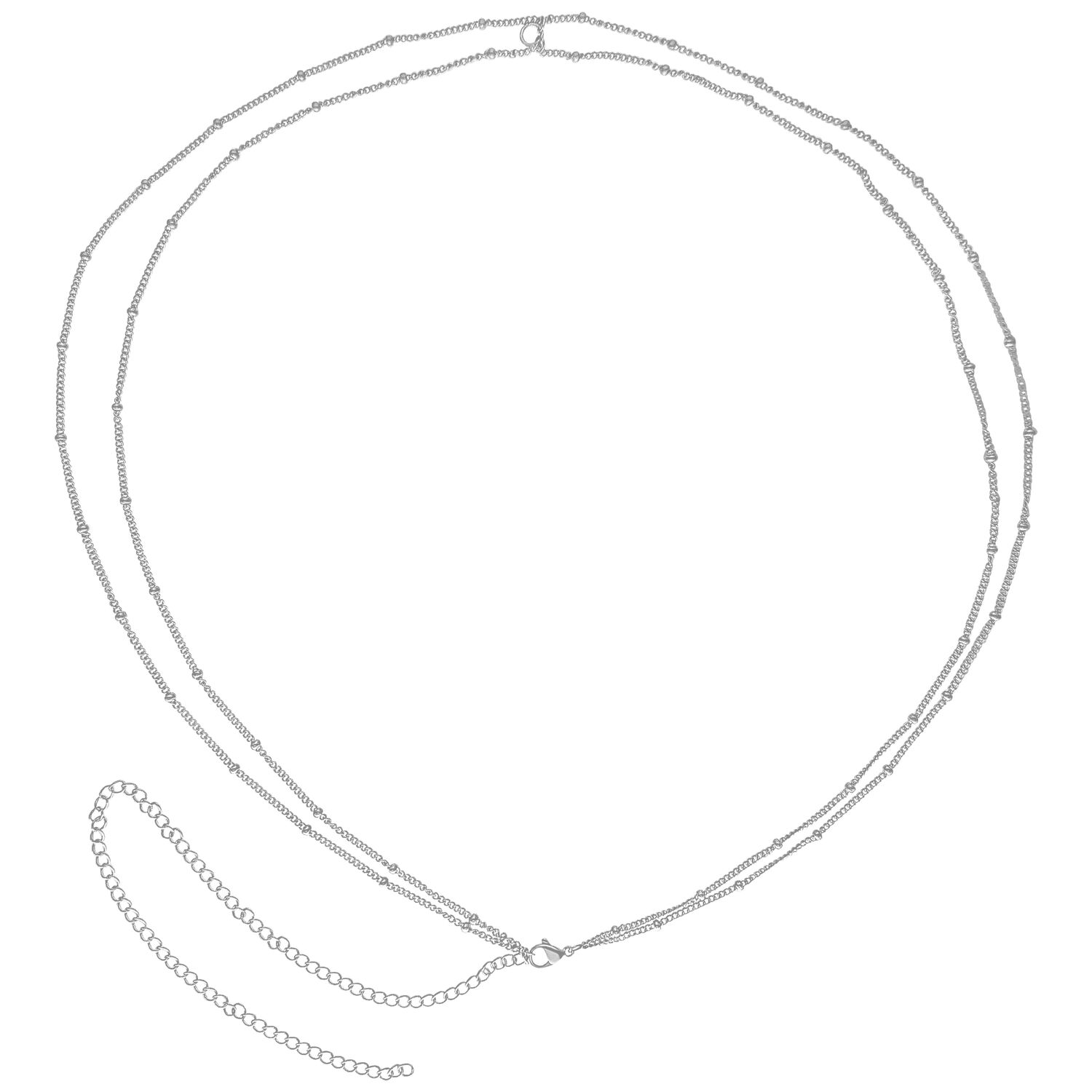 Chaîne de ventre en acier chirurgical argentée Chaîne de ventre en acier chirurgical 316L argentée sur fond blanc