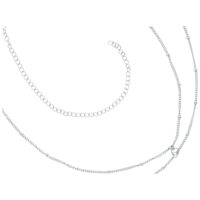 Chaîne de ventre en argent en acier chirurgical Chaîne de ventre satellite connectée en argent en acier chirurgical 316L sur fond blanc