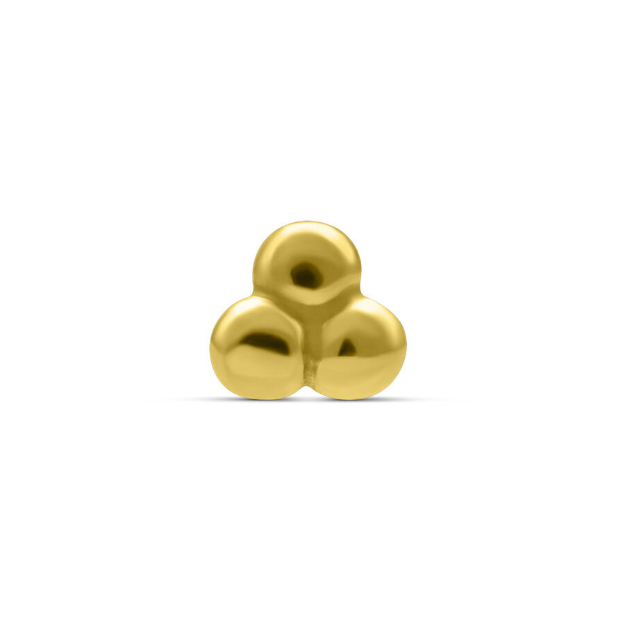 Embout en or 18K avec trois boules Embout doré avec trois boules brillantes sur fond blanc