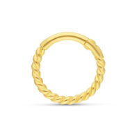Anneau en corde en or 18K pour piercings Anneau en corde en or 18K sur fond blanc, idéal pour piercings