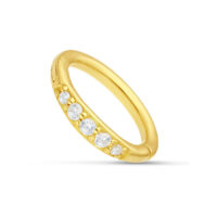 Anneau de piercing pavé en or 18K avec cristaux Anneau de piercing en or 18K avec cristaux clairs sur fond blanc