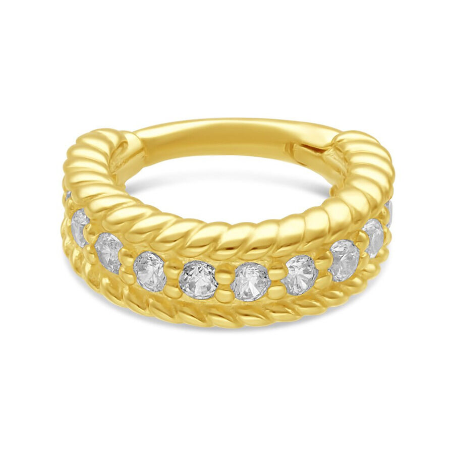 Anneau de piercing en cristal en or 14K Anneau de piercing en or avec cristaux sur fond blanc