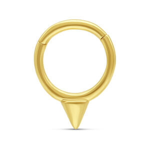 Anneau de piercing en or 14K avec cône sur fond blanc