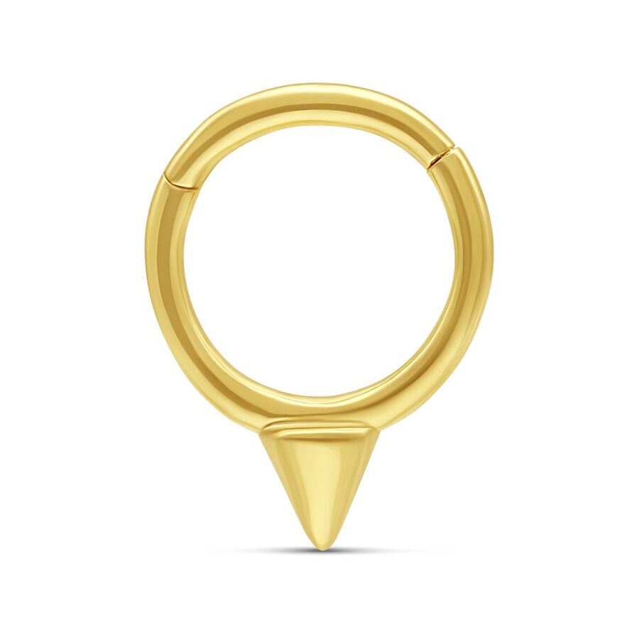 Anneau de piercing en or 14K avec cône Anneau de piercing en or 14K avec cône sur fond blanc