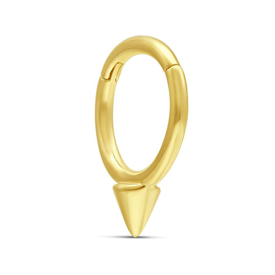 Anneau de piercing conique en or 14K Anneau articulé en or 14K avec pointe conique sur fond blanc