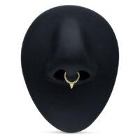 Anneau articulé conique en or 14K pour septum Anneau articulé conique en or dans un piercing nasal sur fond noir