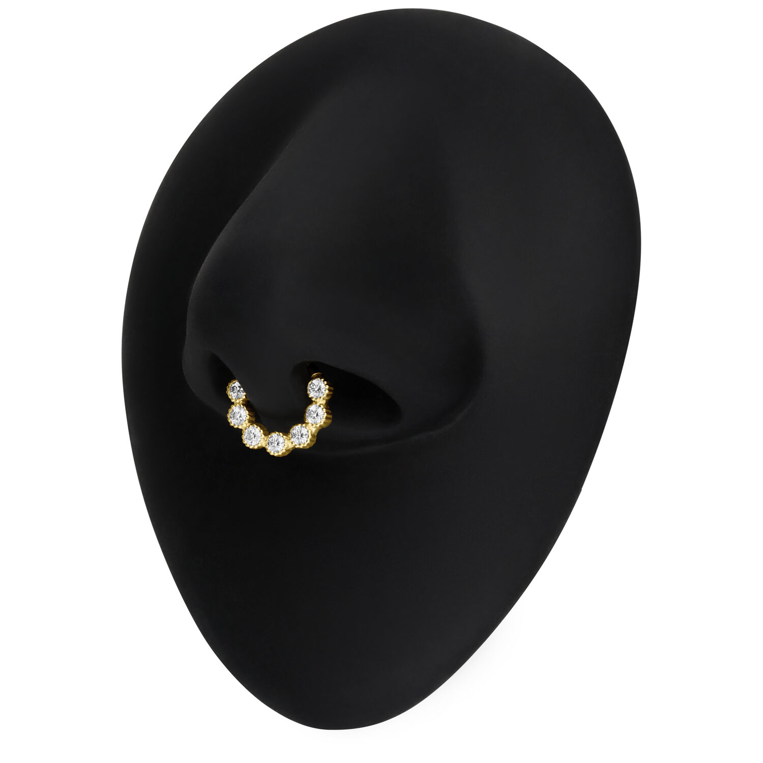 Anneau de septum en or 18K avec moissanite Anneau de septum en or avec cristaux de moissanite sur fond noir