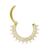 Anneau de septum en or avec rayons de moissanite sur fond blanc