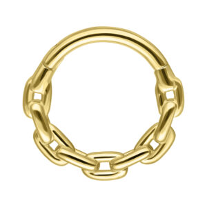 Anneau chaîne en or 14K de haute qualité pour septum sur fond blanc