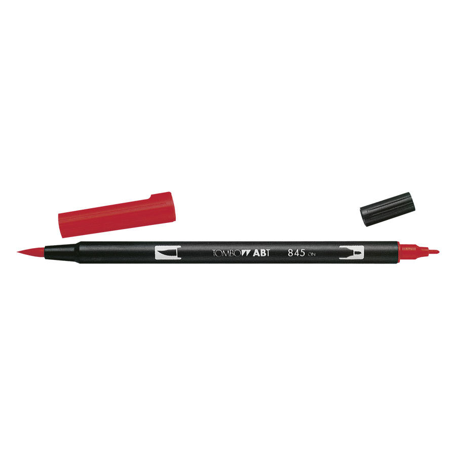Tombow Dual Brush Pen en rouge, set de 18 Tombow Dual Brush Pen rouge avec deux pointes sur fond blanc