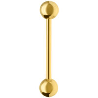 Haltère en or 18K - 14,0 mm de longueur Haltère en or 18K brillant, longueur 14,0 mm, sur fond blanc