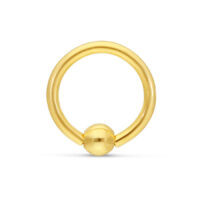 Anneau à bille en or 18K pour piercings Anneau à bille en or 18K sur fond blanc