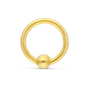 Anneau à bille en or 18K sur fond blanc