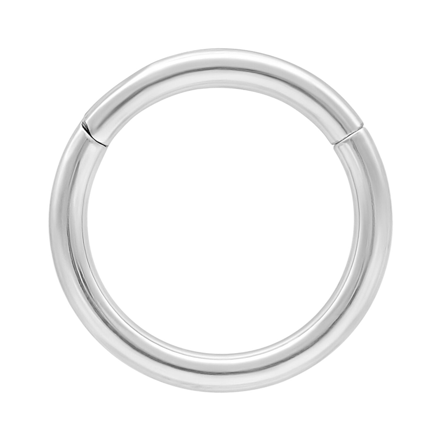 Anneau articulé 14K or blanc brillant Anneau piercing 14K or blanc brillant sur fond blanc