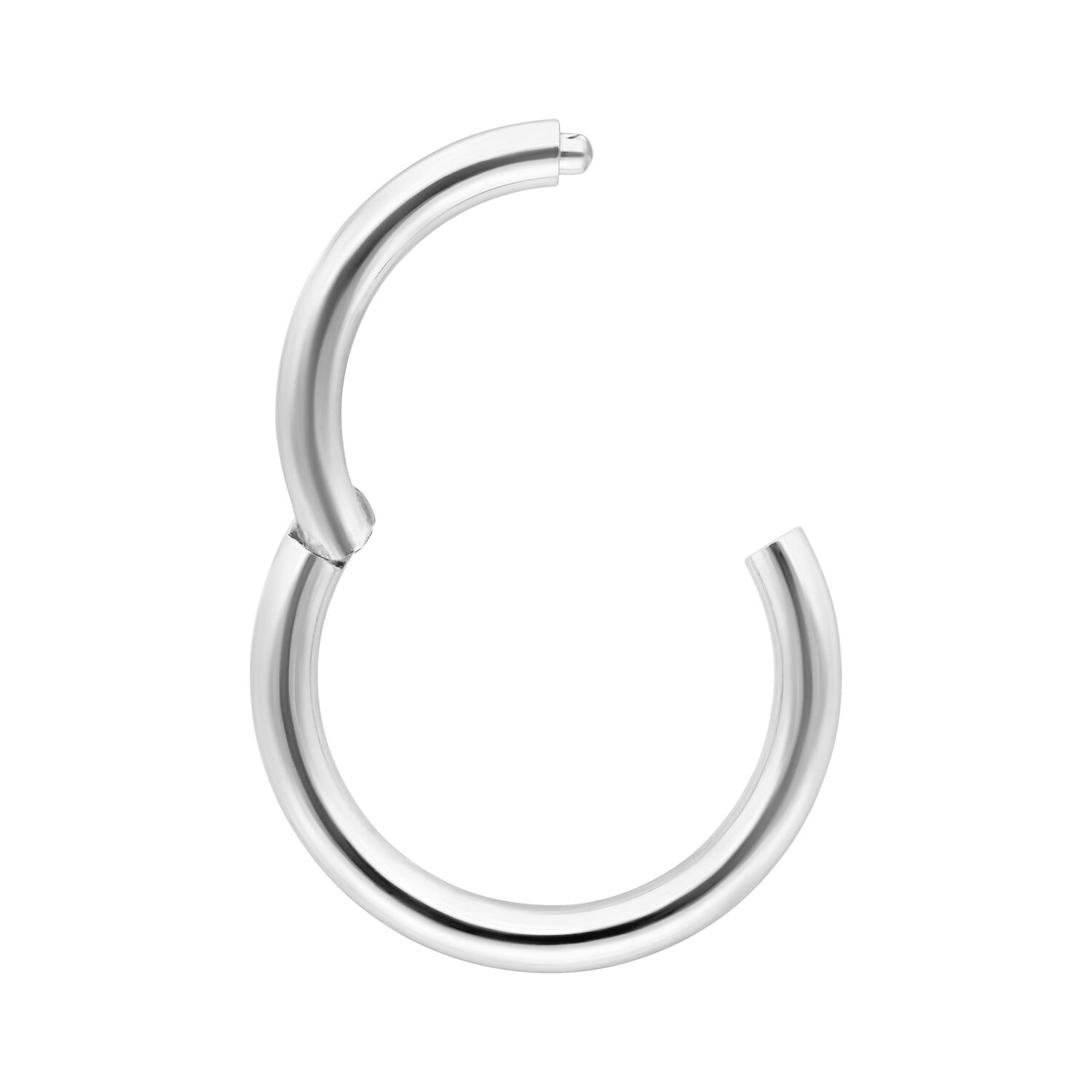 Anneau à charnière en or blanc 14K pour piercings Anneau à charnière en or blanc 14K sur fond blanc