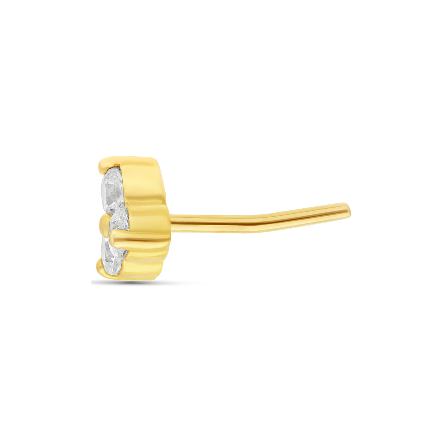 Embout Trinity en or 18K Cristal Clair Embout Push Fit Trinity en or 18K avec des cristaux clairs sur fond blanc