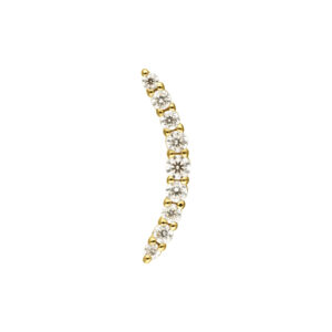 Embout en or avec des cristaux de moissanite clairs sur fond blanc