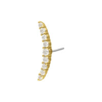 Embout en or 14K avec moissanite Embout doré avec cristaux clairs sur fond blanc