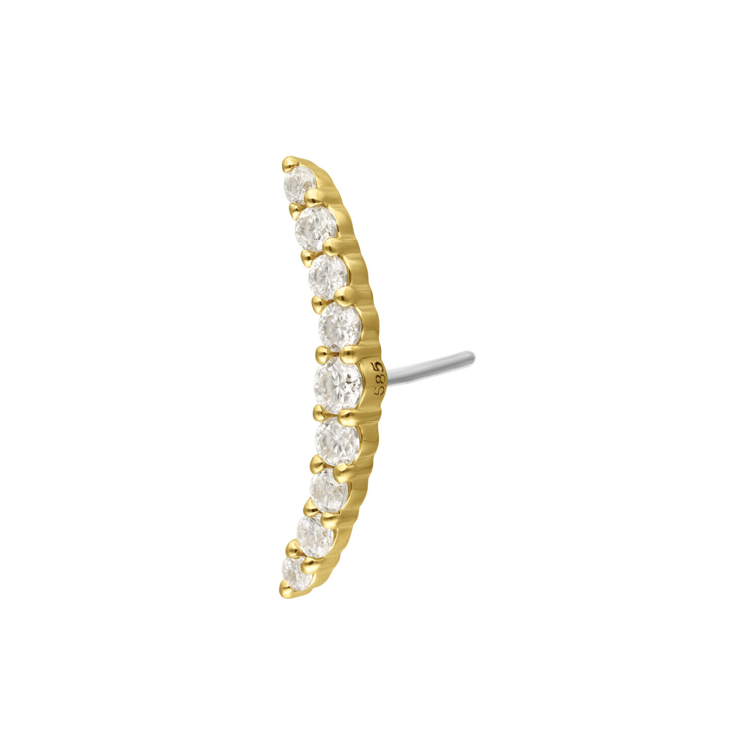 Embout en or 14K avec moissanite Embout doré avec cristaux clairs sur fond blanc