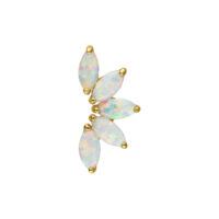 Embout en or 14K avec opale synthétique Embout doré avec cinq pierres d'opale scintillantes sur fond blanc